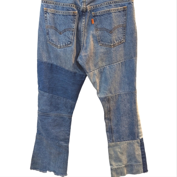 Levi’s 517 Orange Tab Patchwork Raw Hem Jeans...Size 28 - Picture 2 of 8